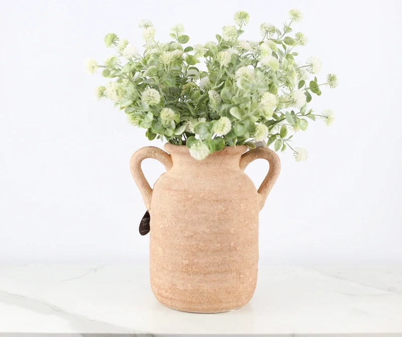 Thistle Poms & Rustic Vase