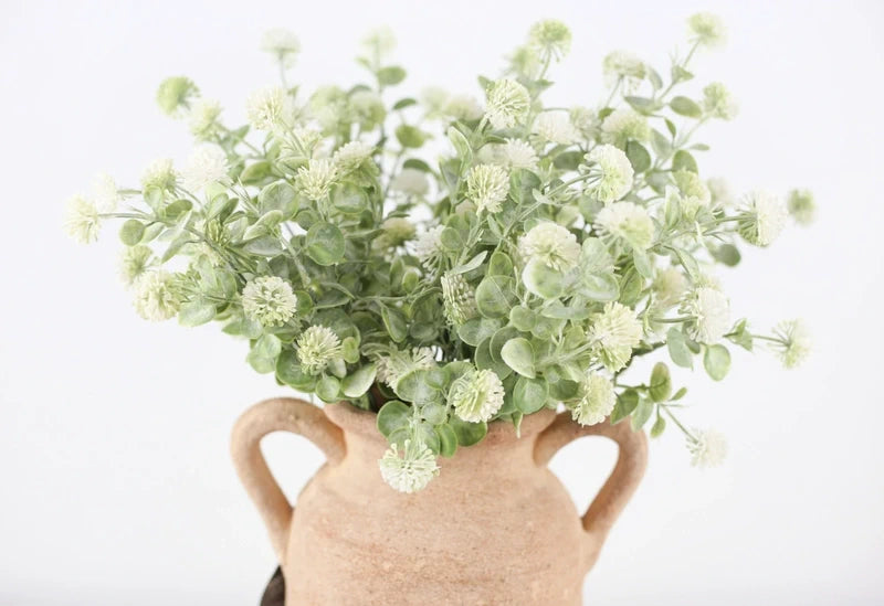 Thistle Poms & Rustic Vase
