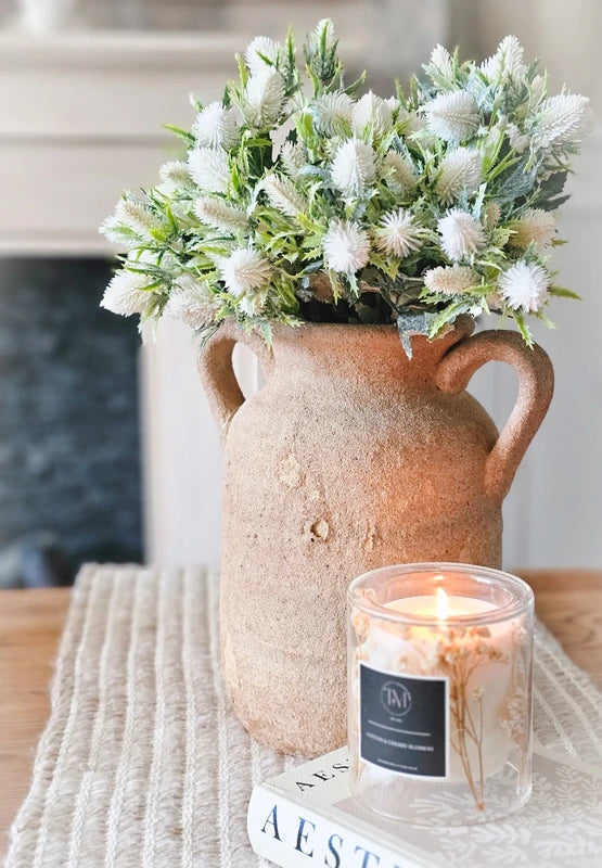 Dusted Thistles & Rustic Vase
