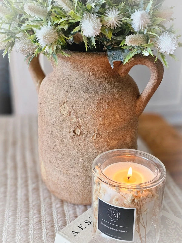 Dusted Thistles & Rustic Vase
