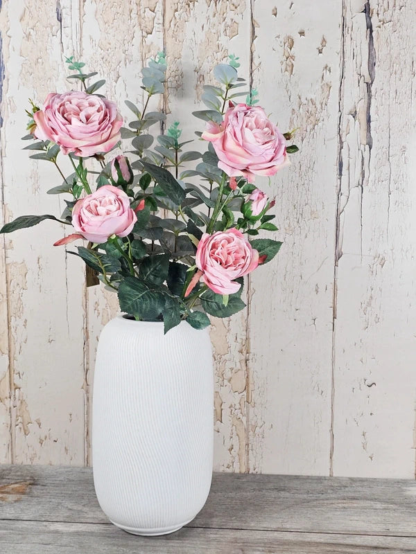 Vintage Rose & Eucalyptus with Vase