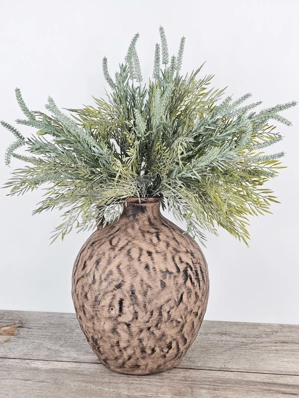Brown Speckled Vase Tasseled Ferns