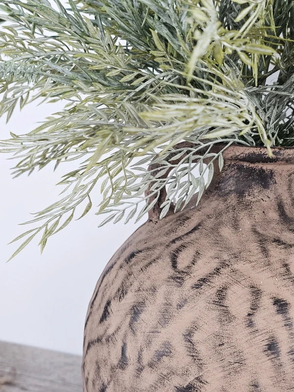 Brown Speckled Vase Tasseled Ferns