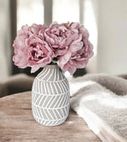 Vintage Peonies & Geometric Vase