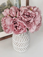 Vintage Peonies & Geometric Vase