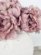 Vintage Mauve Peonies & White Vase