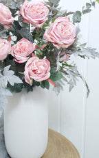 Cottage Rose & Ribbed Vase