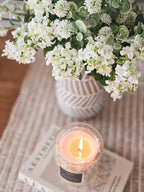 Hydrangeas & Thistle Poms with Vase