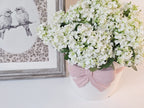 Pink Bow Vase & Lacey Hydrangeas