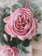 Vintage Rose & Eucalyptus with Vase