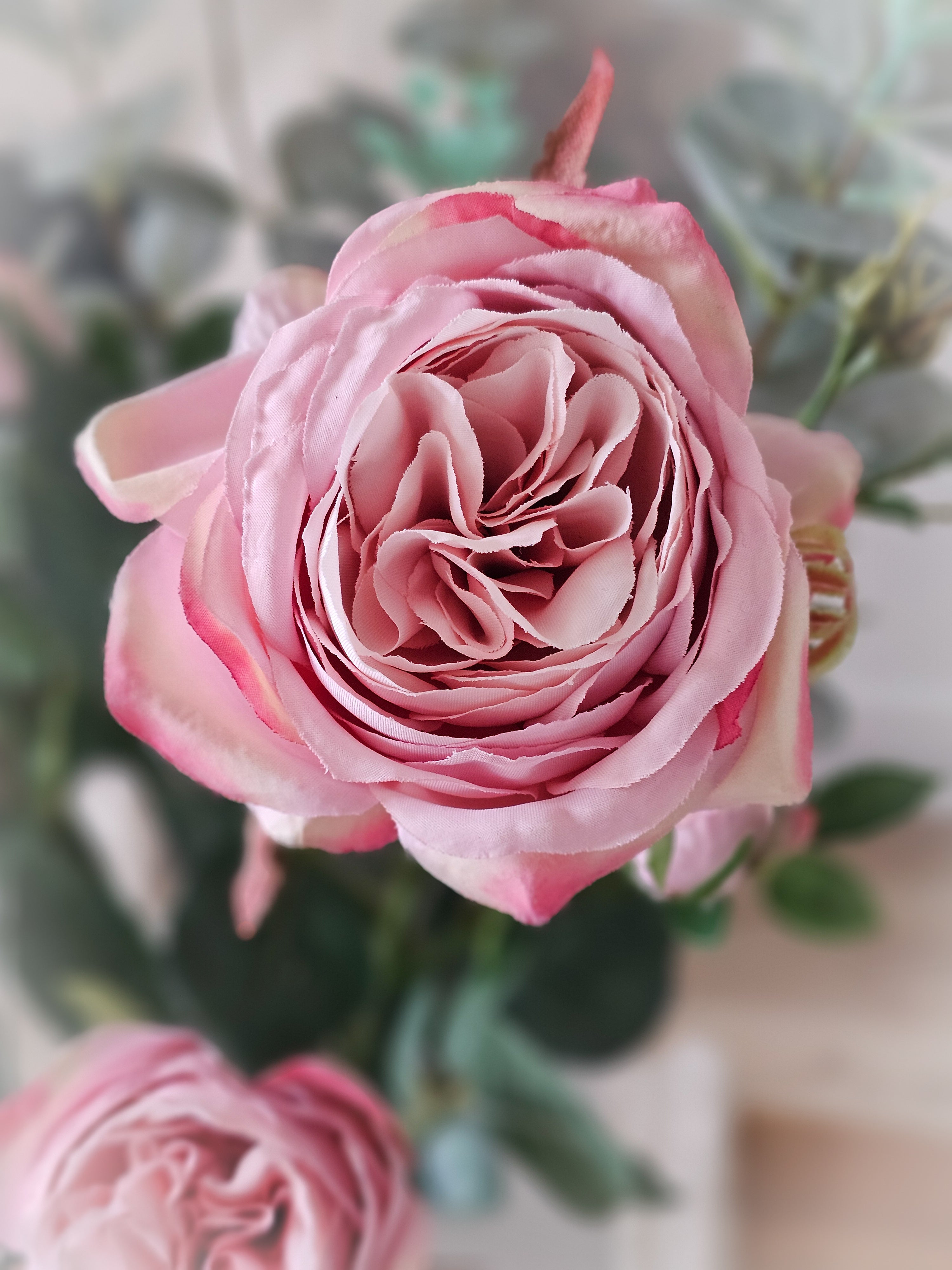 Vintage Rose & Eucalyptus with Vase