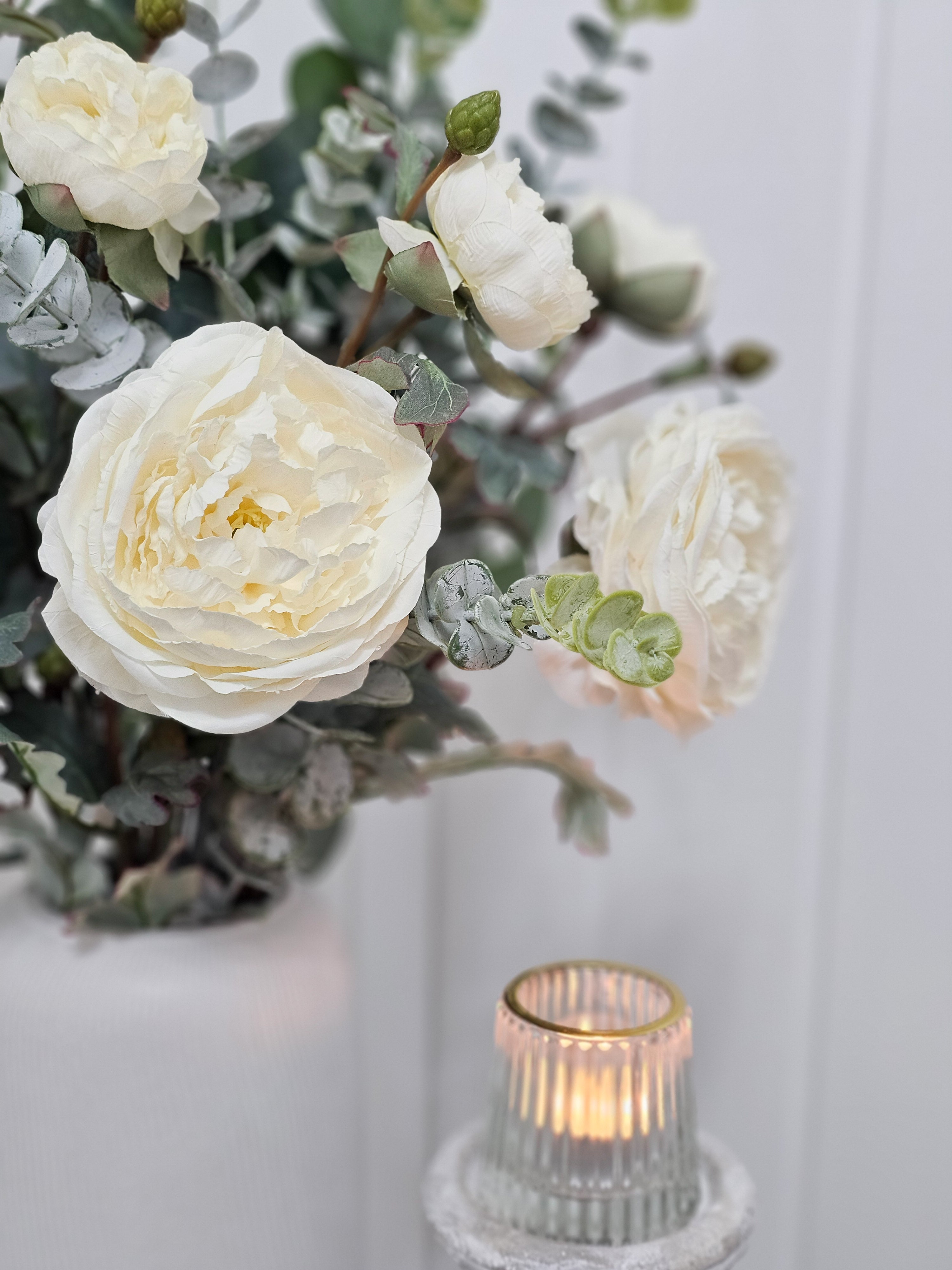 Peonies & Eucalyptus with Vase