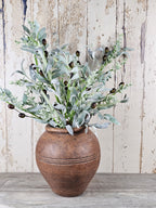 Olive Stems & Brown Rustic Vase