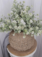 Soft Thistle Poms & Wicker Vase