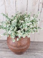 Dusted Poms & Rustic Brown Vase