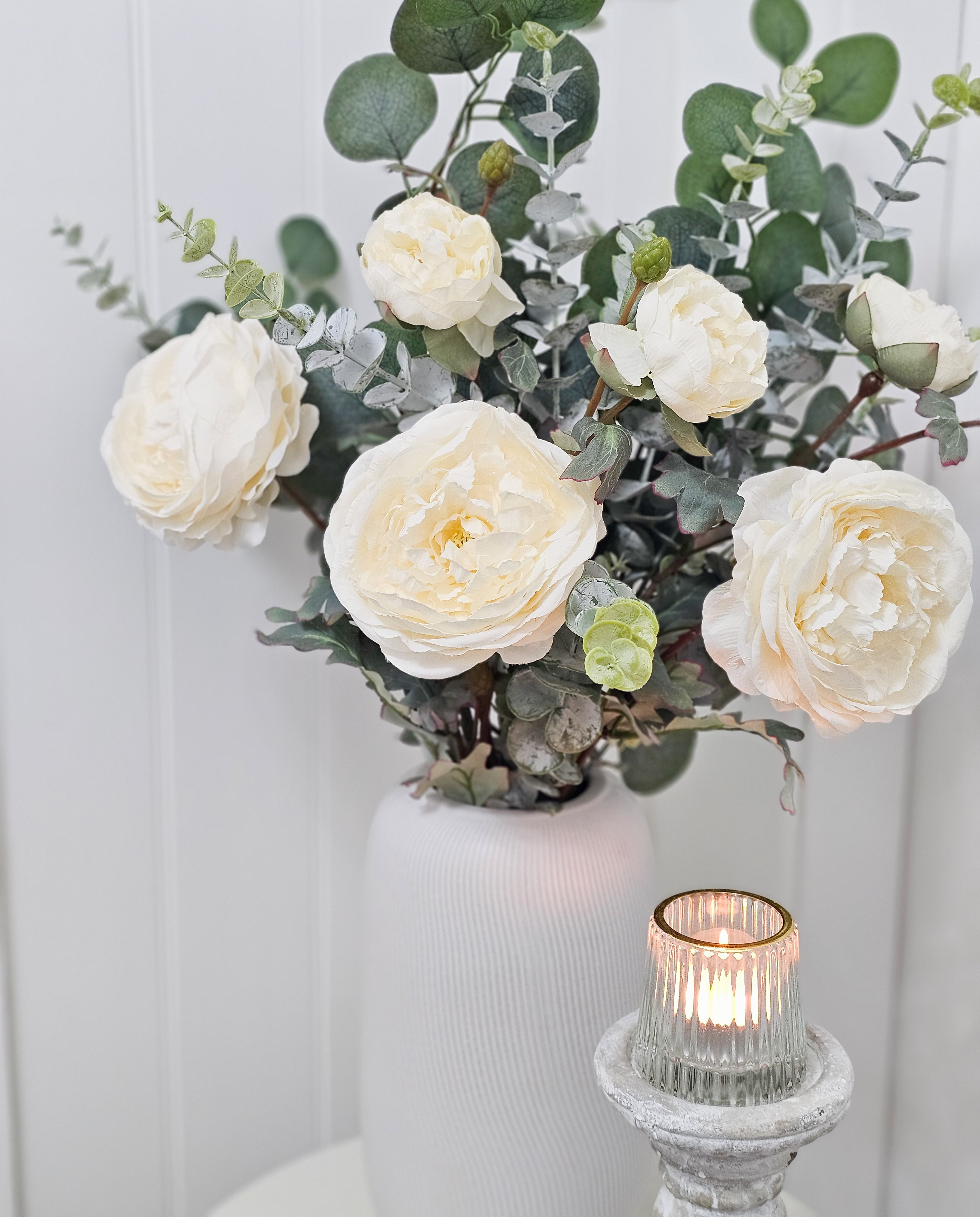 Peonies & Eucalyptus with Vase