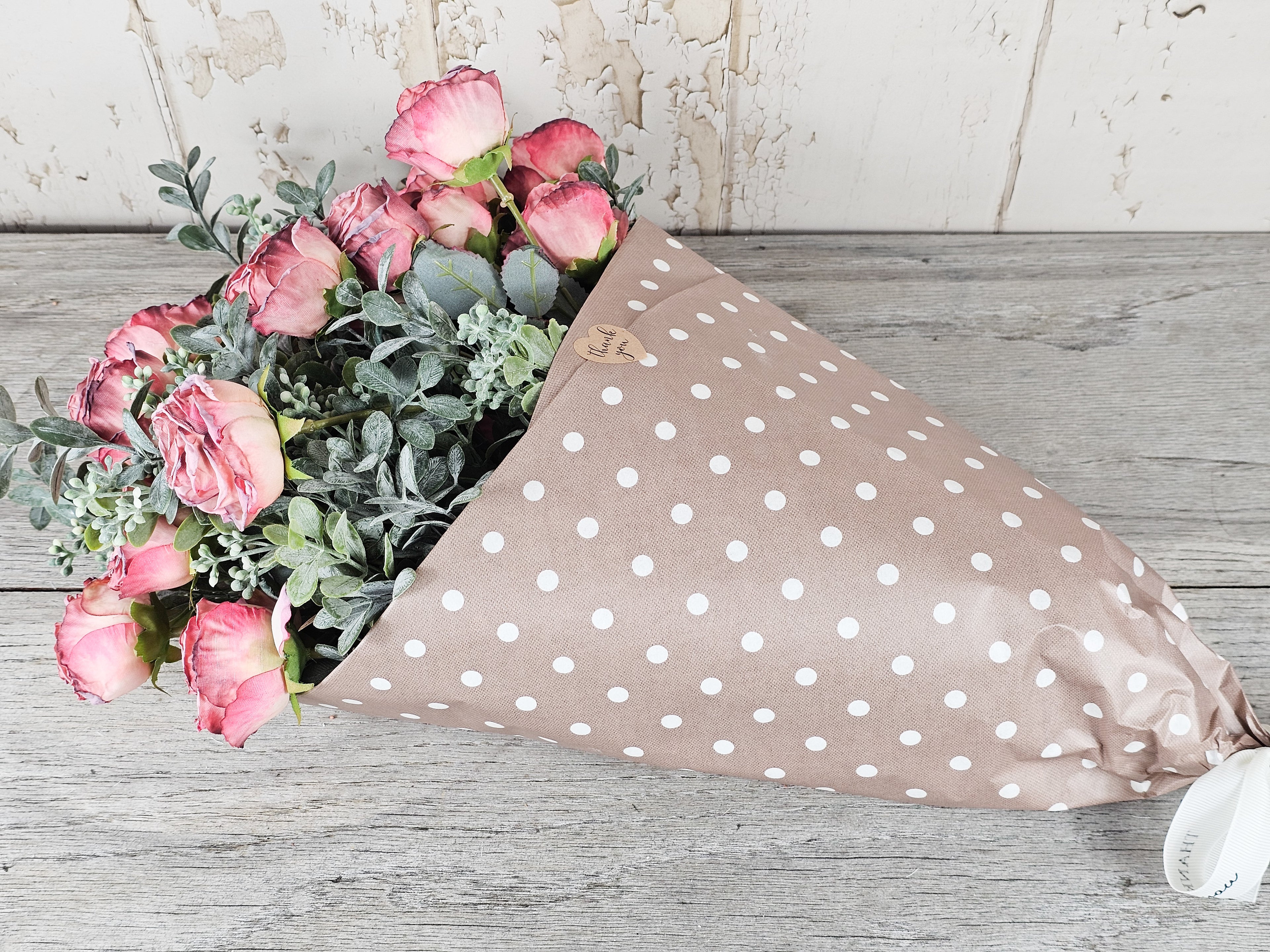 Vintage Rose & Boxwood Bouquet