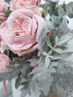 Cottage Rose & Ribbed Vase