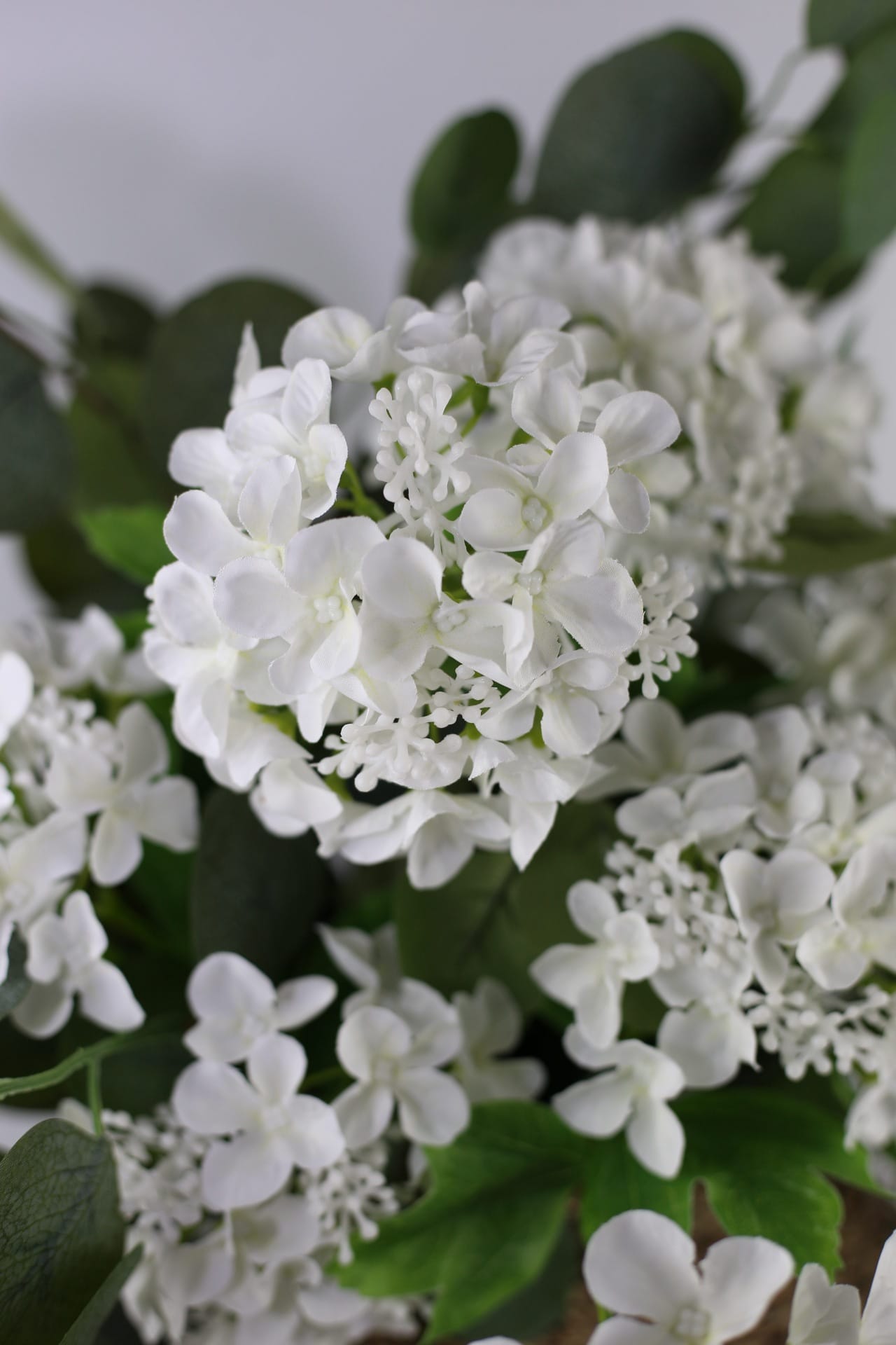 Double White Hydrangeas & Wicker Vase