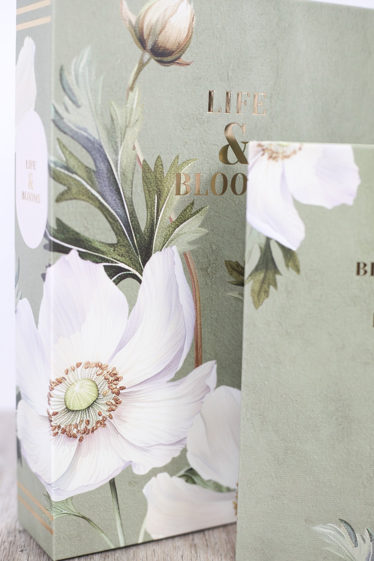 Green Floral Storage Books