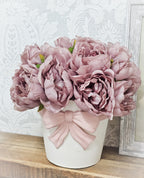 Vintage Mauve Peonies & Bow Vase