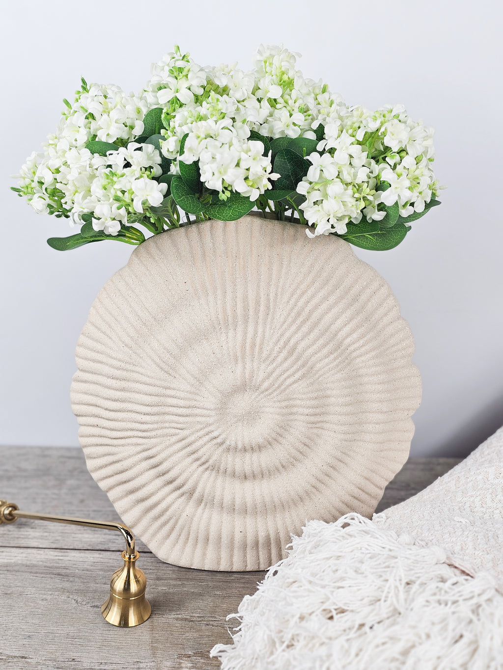 Lacey Hydrangeas & Shell Vase