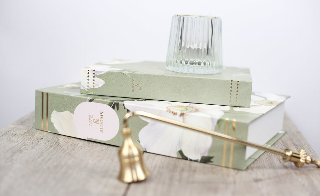 Green Floral Storage Books