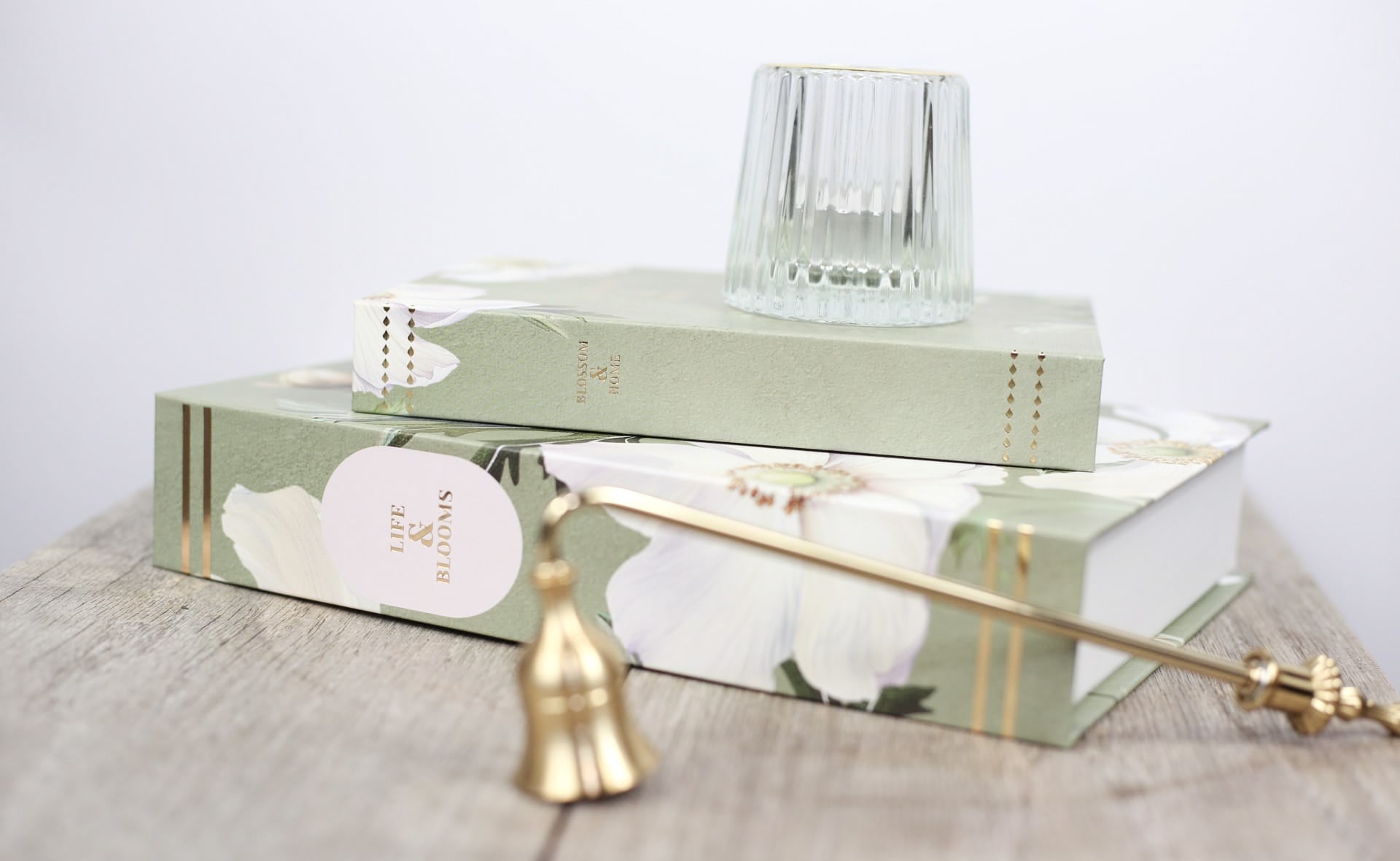 Green Floral Storage Books