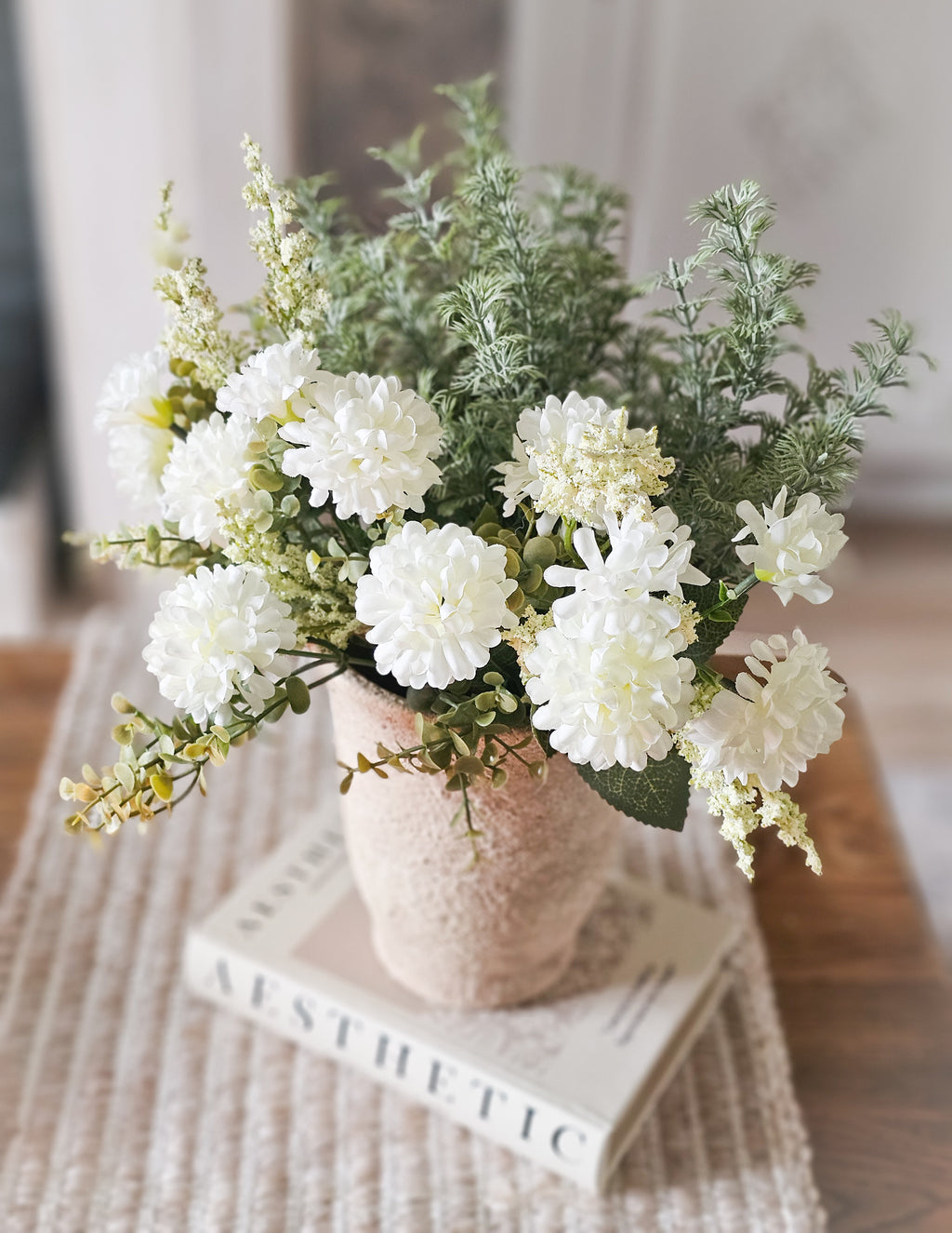 Ivory Ella & Conifer with Stone Vase