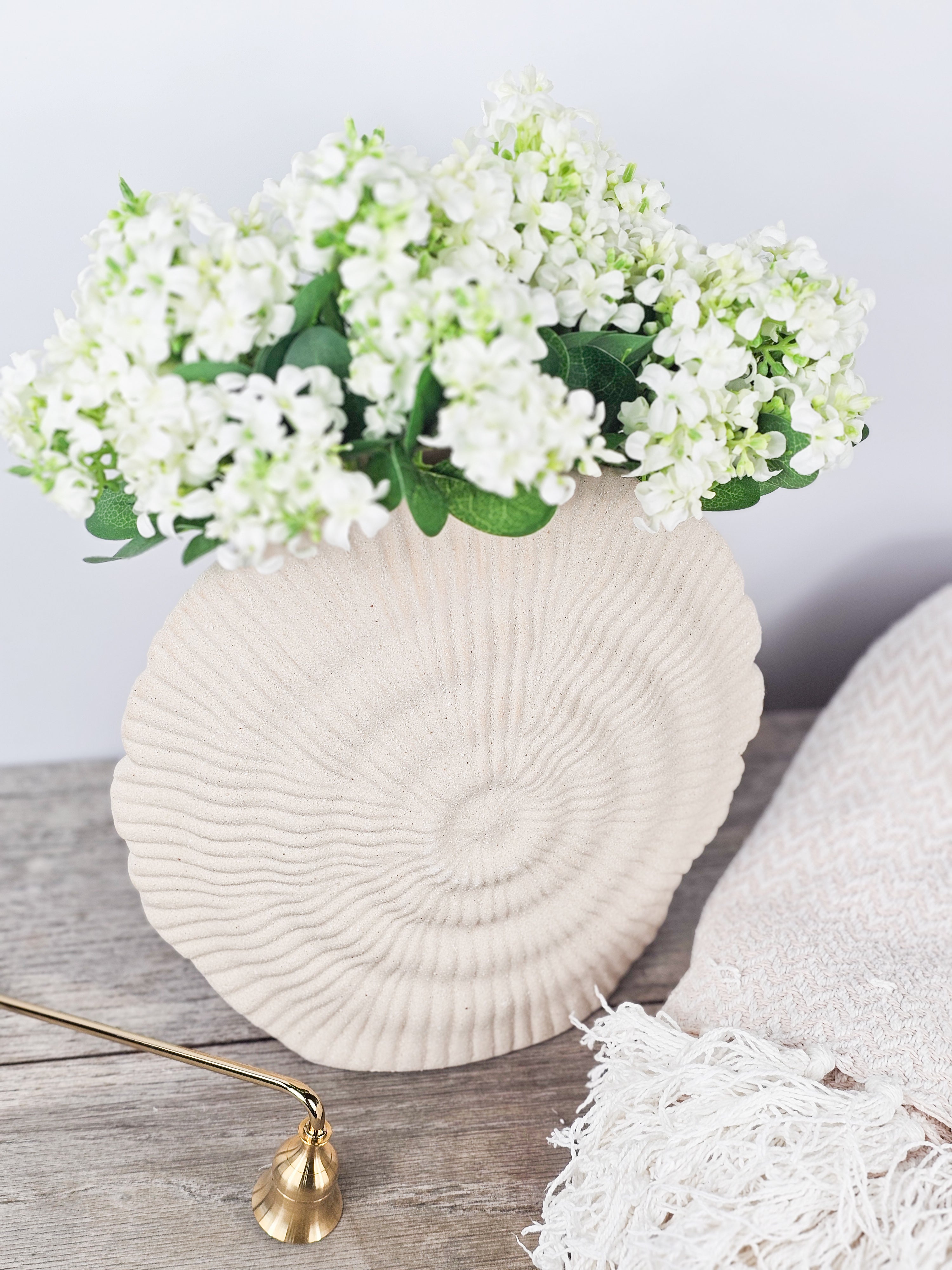 Lacey Hydrangeas & Shell Vase