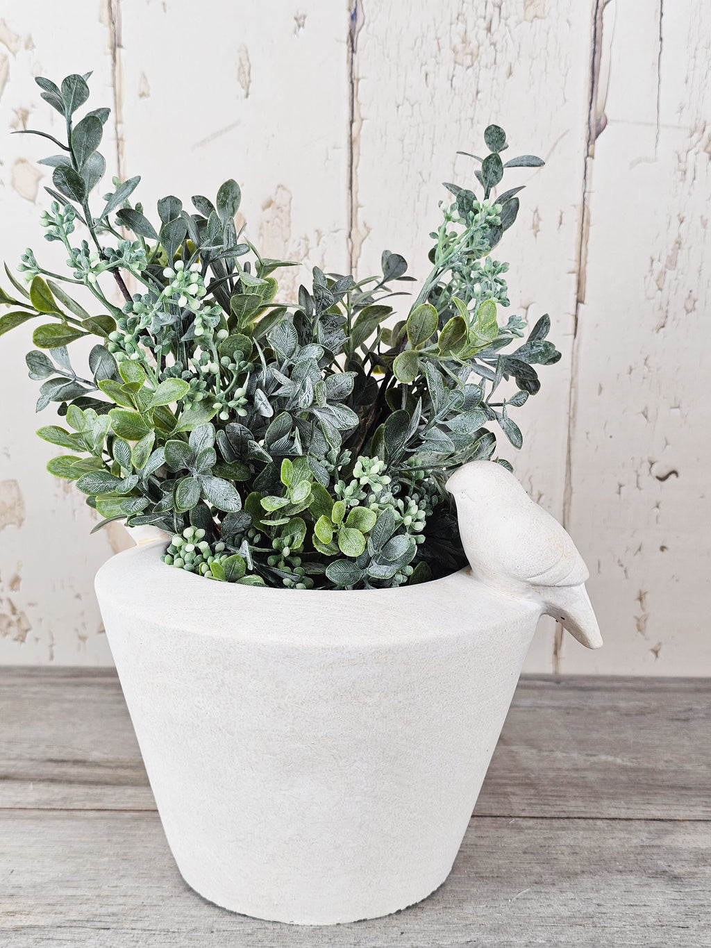 Bird Planter & Boxwood Sprays