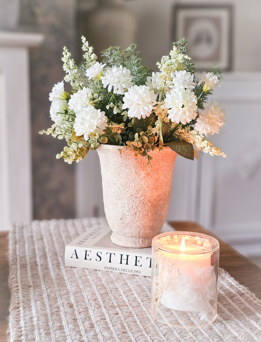 Ivory Ella & Conifer with Stone Vase