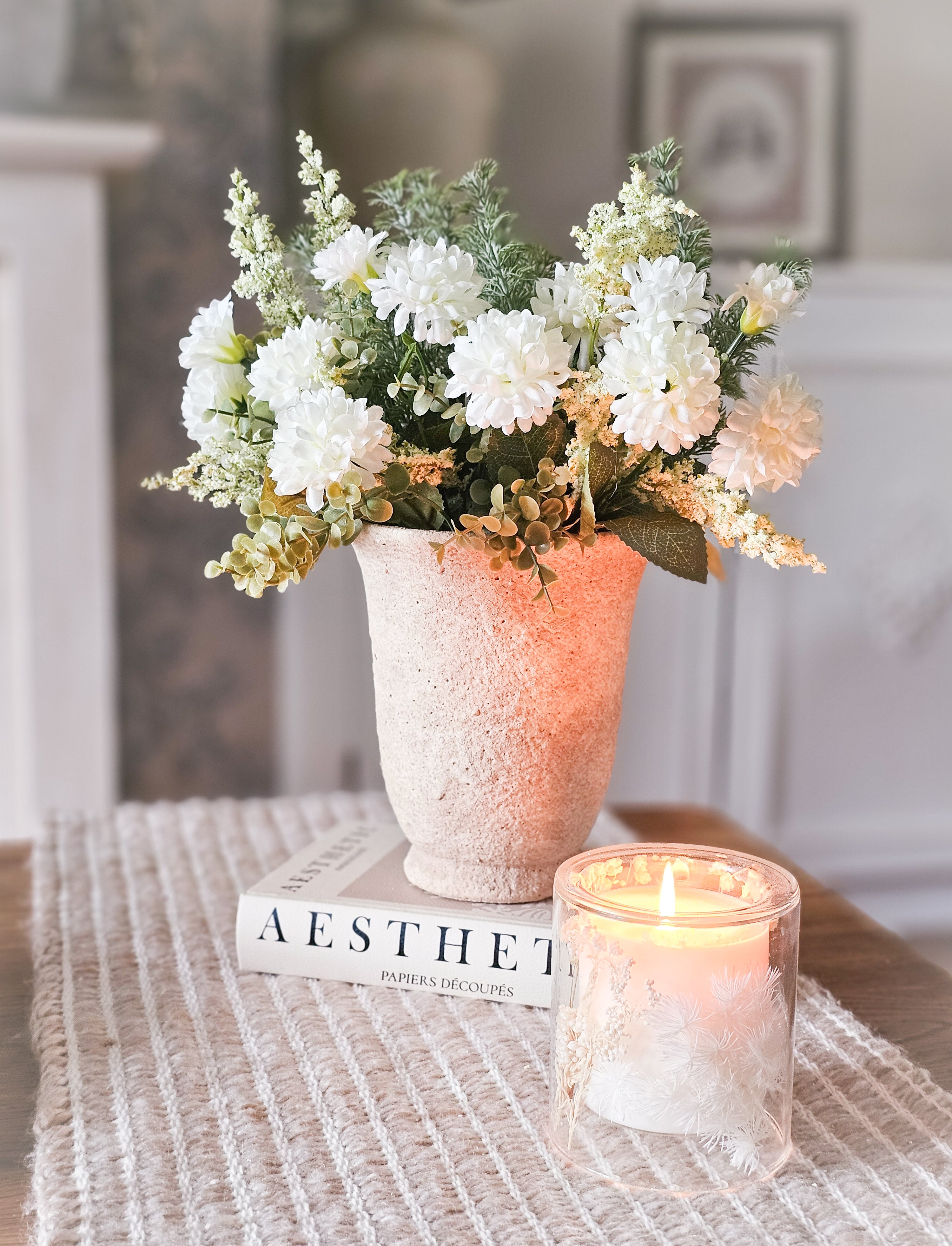 Ivory Ella & Conifer with Stone Vase