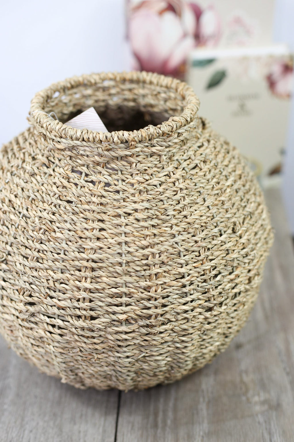 Round Wicker Vase