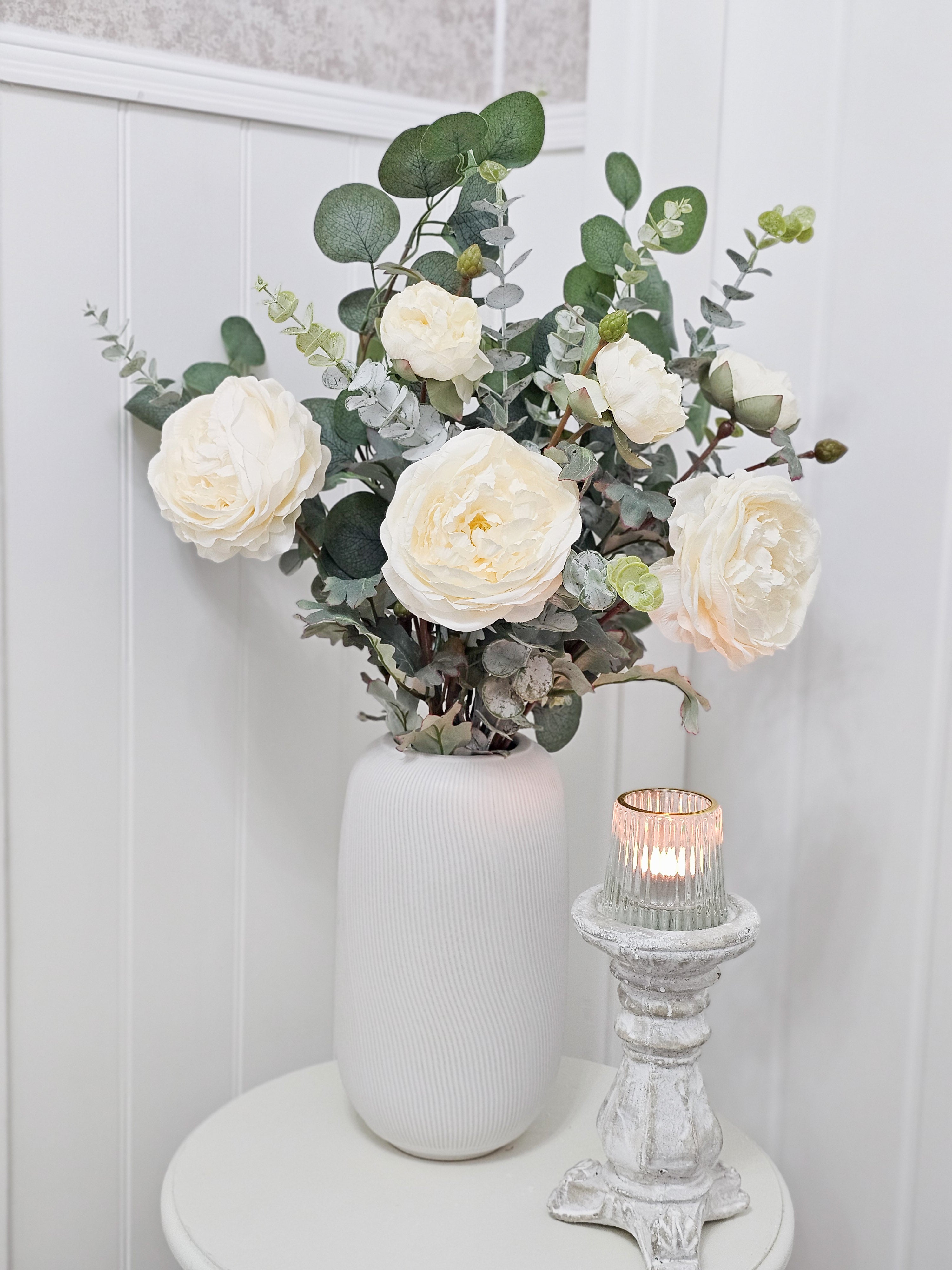 Peonies & Eucalyptus with Vase