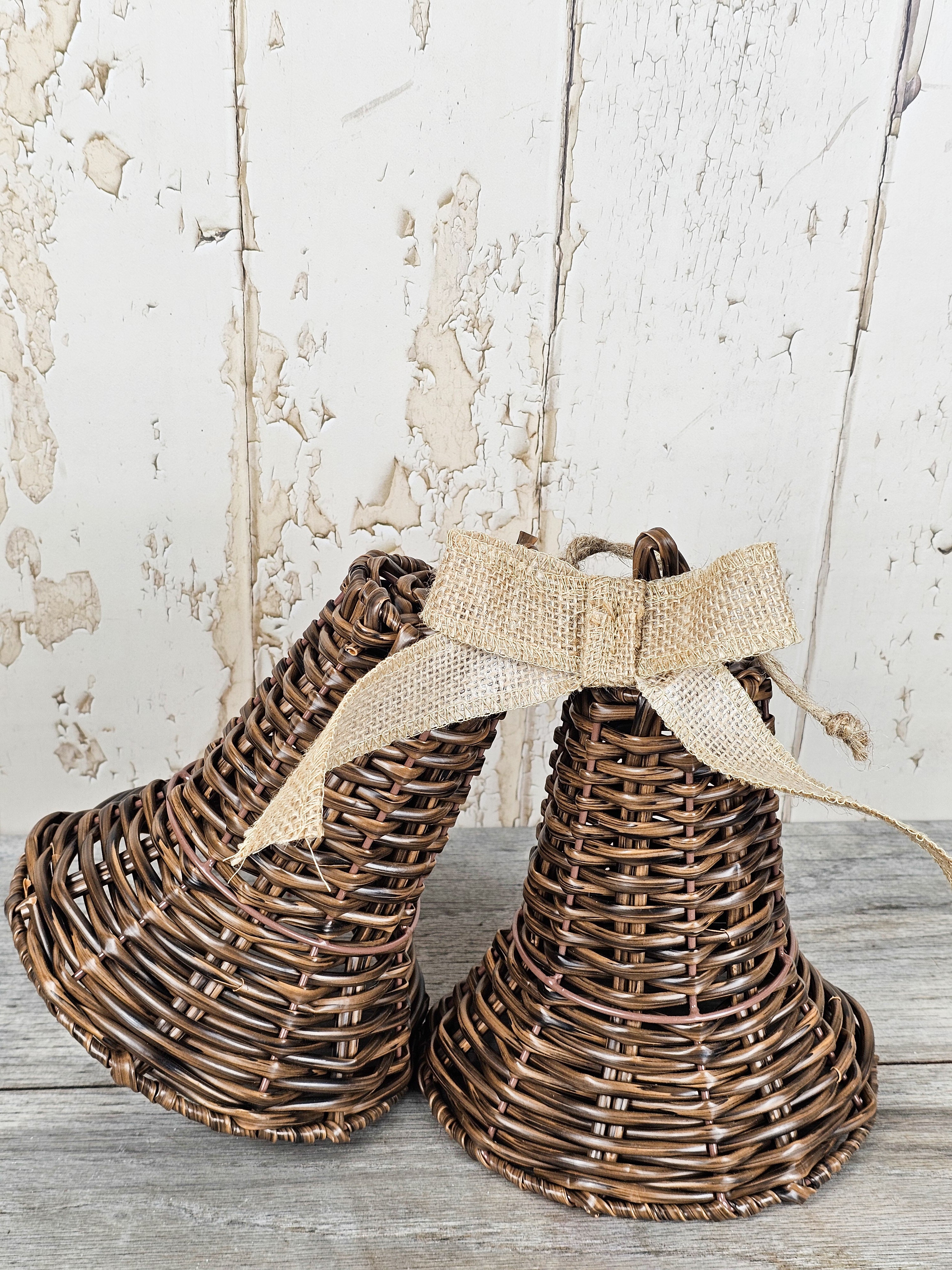 Rattan Wicker Xmas Bells