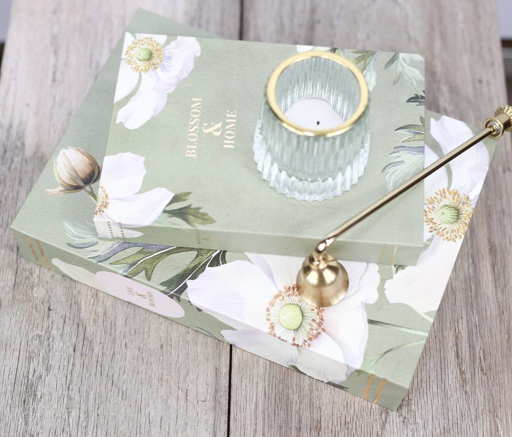 Green Floral Storage Books