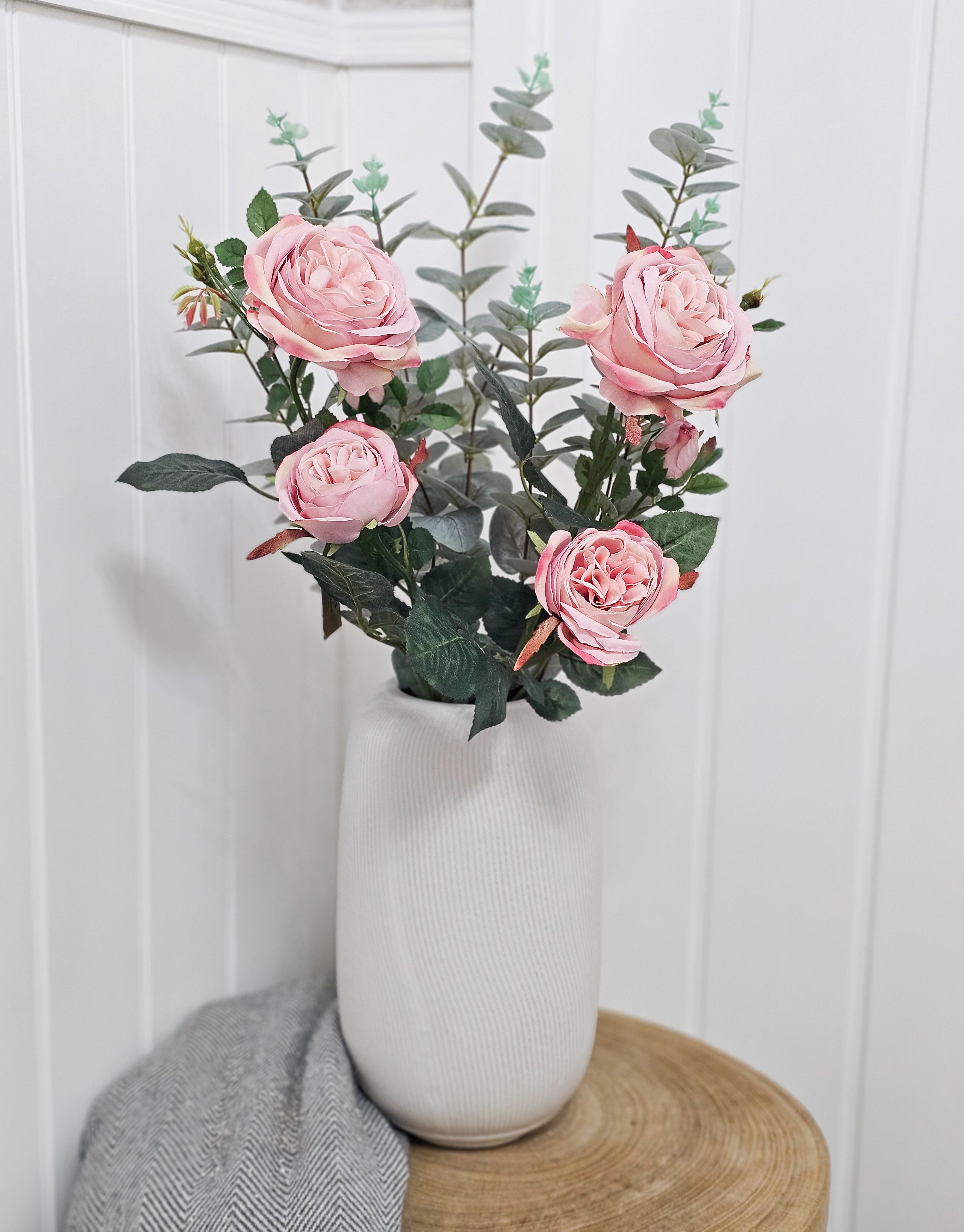 Vintage Rose & Eucalyptus with Vase