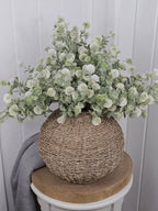 Soft Thistle Poms & Wicker Vase