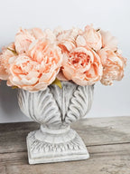 Pair Vintage Peony & Stone Urns