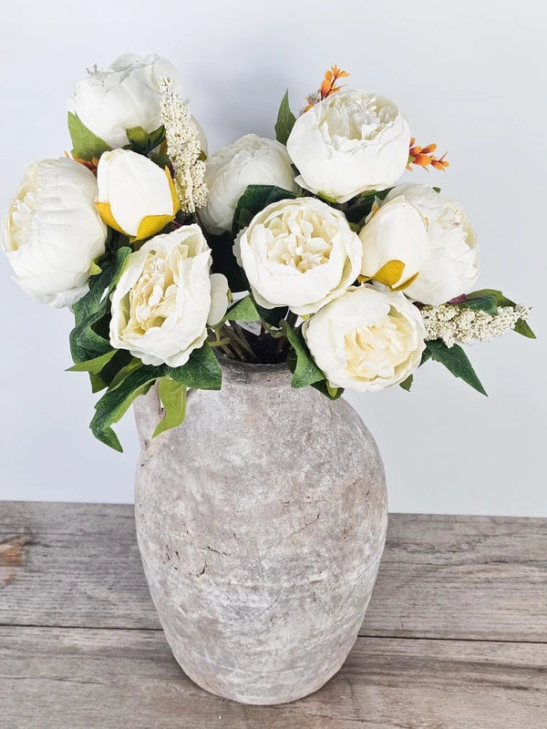 Cream Peony Mix & Stone Vase