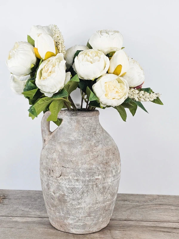 Cream Peony Mix & Stone Vase